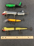 Box lot of 4 vintage jointed fishing Lures