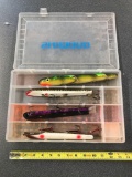 One shimano tacklebox with musky Lures