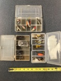 Box lot of hooks spinners and Lures