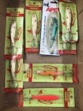 Box lot of moose look wobbler lures