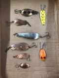 Box lot of vintage spoons fishing tackle