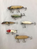 Box lot of six vintage fishing Lures