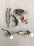 Box lot of six vintage fishing Lures