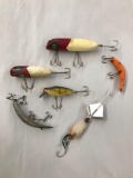 Box lot of six vintage fishing Lures