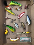 Box lot of vintage fishing Lures and tackle