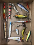 Box lot of vintage fishing Lures and tackle