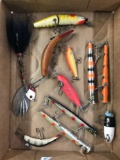 Box lot of vintage fishing items and tackle