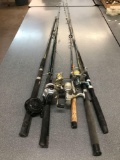 Lot of six rods and five reels