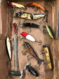 Box lot of vintage fishing Lures and tackle