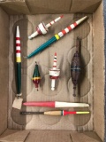 Box lot of vintage wooden bobbers