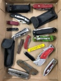 Box lot of pocket knives and cases