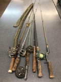 Lot of vintage rods and reels