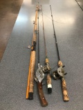 Box lot of vintage fishing rods and reels