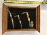 Case knives in oak display case