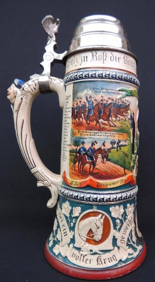 Antique German Regimental Pottery Stein 1910-13