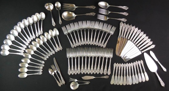 Wallace Sterling Silver Flatware (Rose Point) - 90 pieces