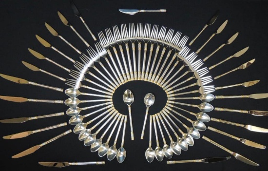 Wallace Sterling Silver Flatware (Golden Agean Weave) - 73 pieces