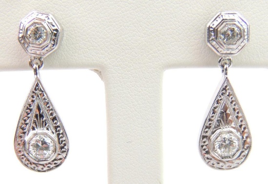 14k White Gold and Diamond Earrings
