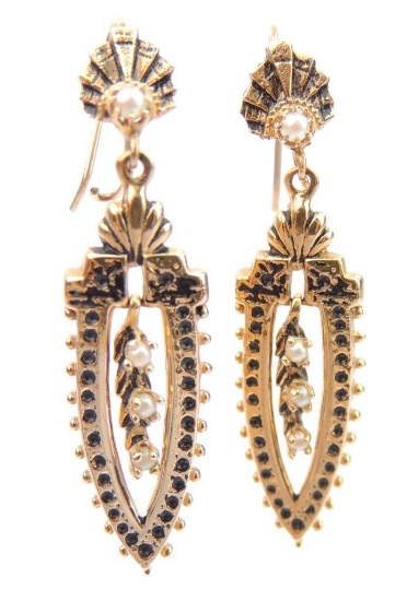 14k Yellow Gold and Pearl Earrings