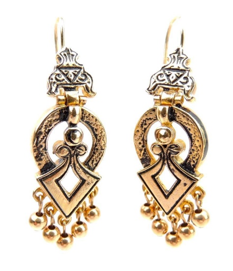 14k Yellow Gold Etruscan Inspired Earrings