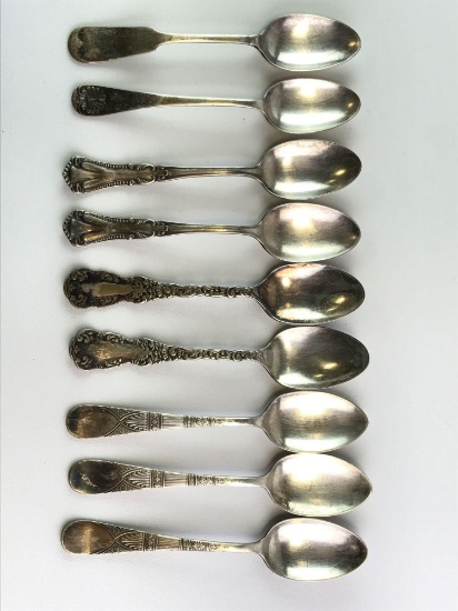 Group of nine silver plates teaspoons, Holmes and Edwards Warner Rogers