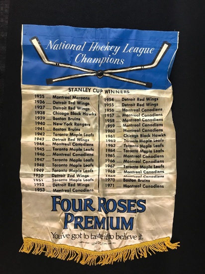 Vintage national hockey league champions advertising banner