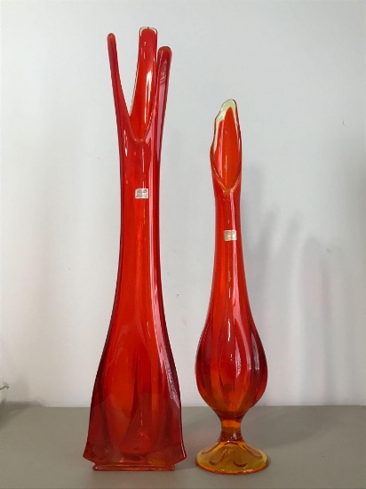 Group of two, Viking tall art glass