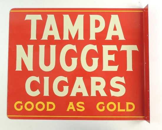 Vintage 1962 Tampa Nugget Cigars "Good as Gold" Flanged Advertising Metal Sign