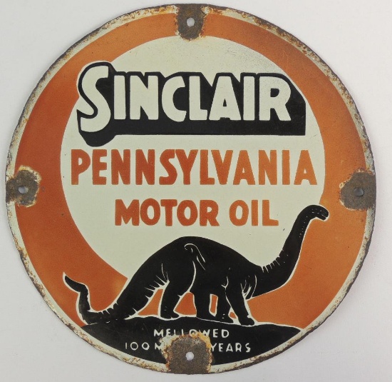 Rare Vintage Sinclair Pennsylvania Motor Oil Advertising Porcelain Sign