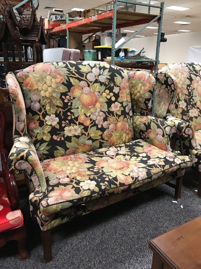 Floral Upholstered Settee By Lexington