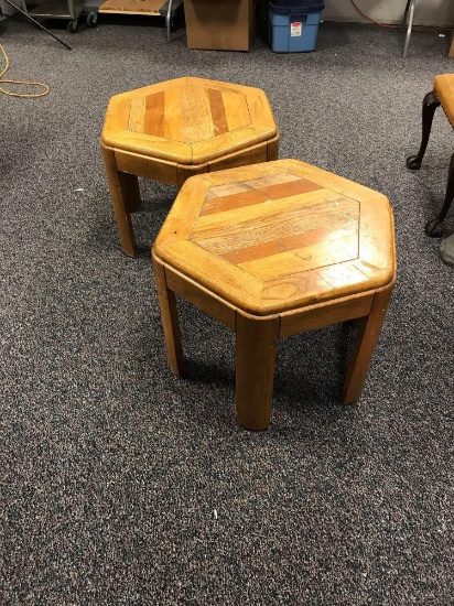 Two Oak Side Tables