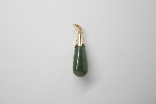 14k Yellow Gold Jade Pendant