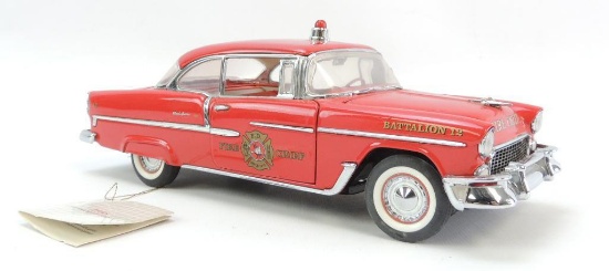 Franklin Mint Precision Models 1955 Chevrolet Bel-Air Fire Chief Battalion 12 Die-Cast Car