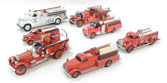 Group of 7 Die-Cast Toy Fire Engines