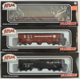 Group of 3 Atlas HO Trainman Box Cars with Original Boxes