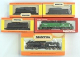 Group of 5 Mantua HO Scale Locomotives and Train Cars with Original Boxes