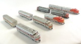 Group of 9 Athearn HO Scale Locomotives and Train Cars
