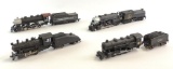 Group of 4 Vintage HO Scale Steam Locomotives with Tenders
