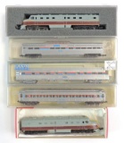 Group of 5 Amtrak and Milwaukee Road N Scale Train Cars with Original Cases