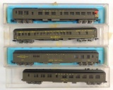 Group of 4 Atlas Santa Fe and Pullman N Scale Train Cars with Original Cases