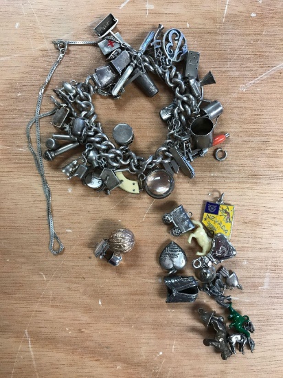 Sterling Silver Charm Bracelet + extras