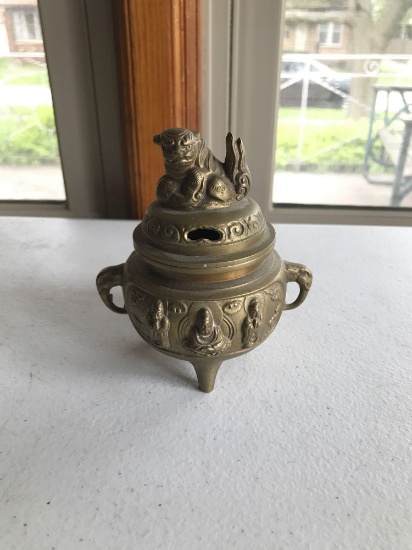 Brass incense burner with oriental design