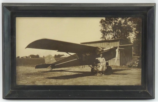 Early Sepia toned Airplane and Pilot Photograph.