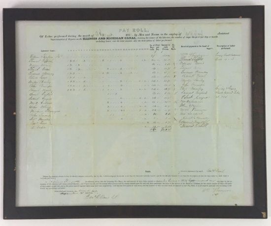 1848 Payroll Ledger for Illinois and Michigan Canal