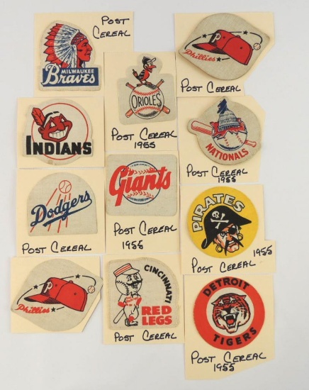 Group of post cereal baseball patches 1955