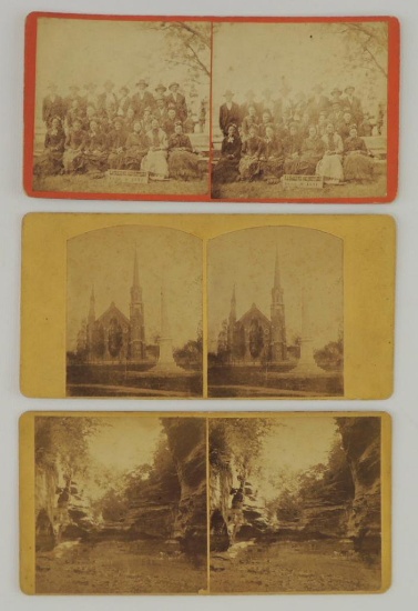 Group of 3 Ottawa IL Area Stereoview Cards