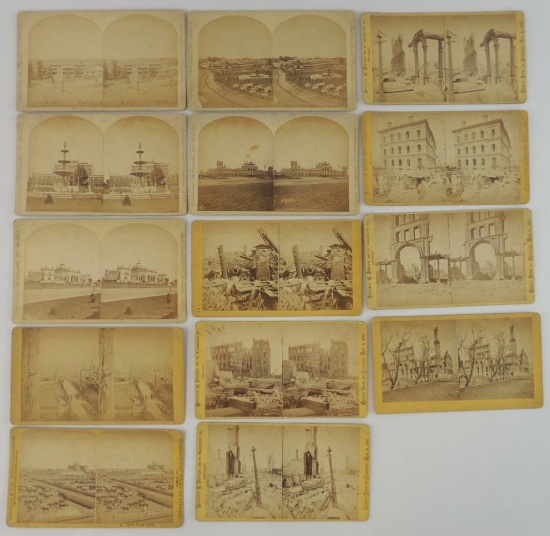 Group of 14 Oversized Photo Stereoview Cards