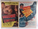 Group of 2 Vintage Movie Posters Featuring Larceny in her Heart and Broadway Limited