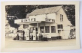 Real Photo Postcard-Dinty's Roadside Gas Station and Resturant