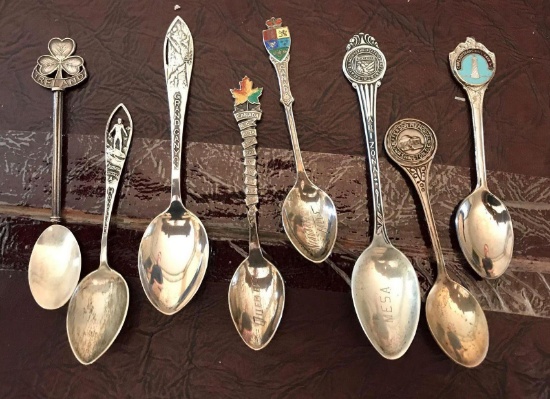 Lot of eight Sterling silver souvenir spoons